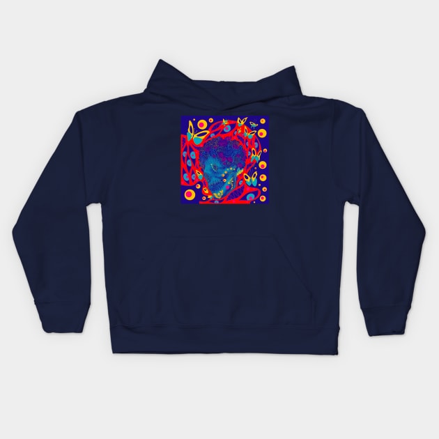 skull monster in Mayan pride pattern ecopop Kids Hoodie by jorge_lebeau